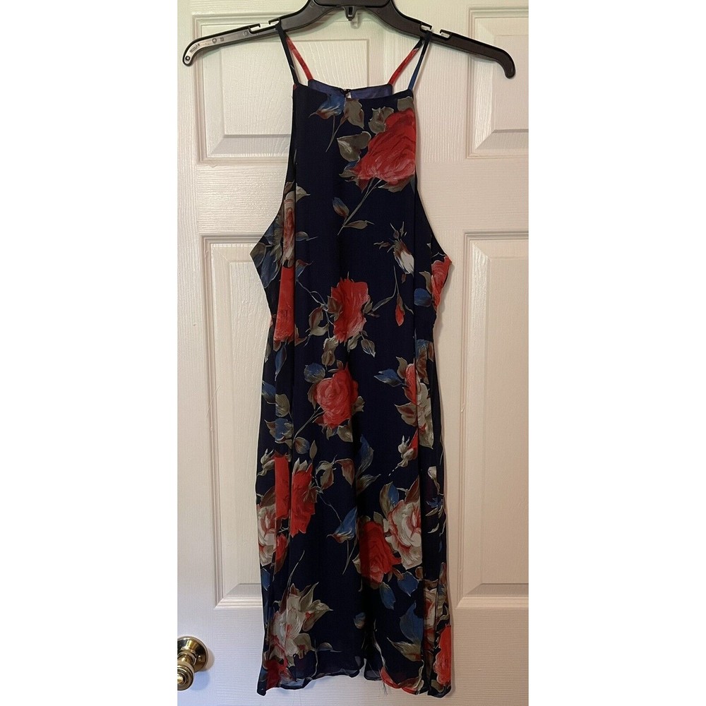 Ours Navy Blue Dress with Flowers